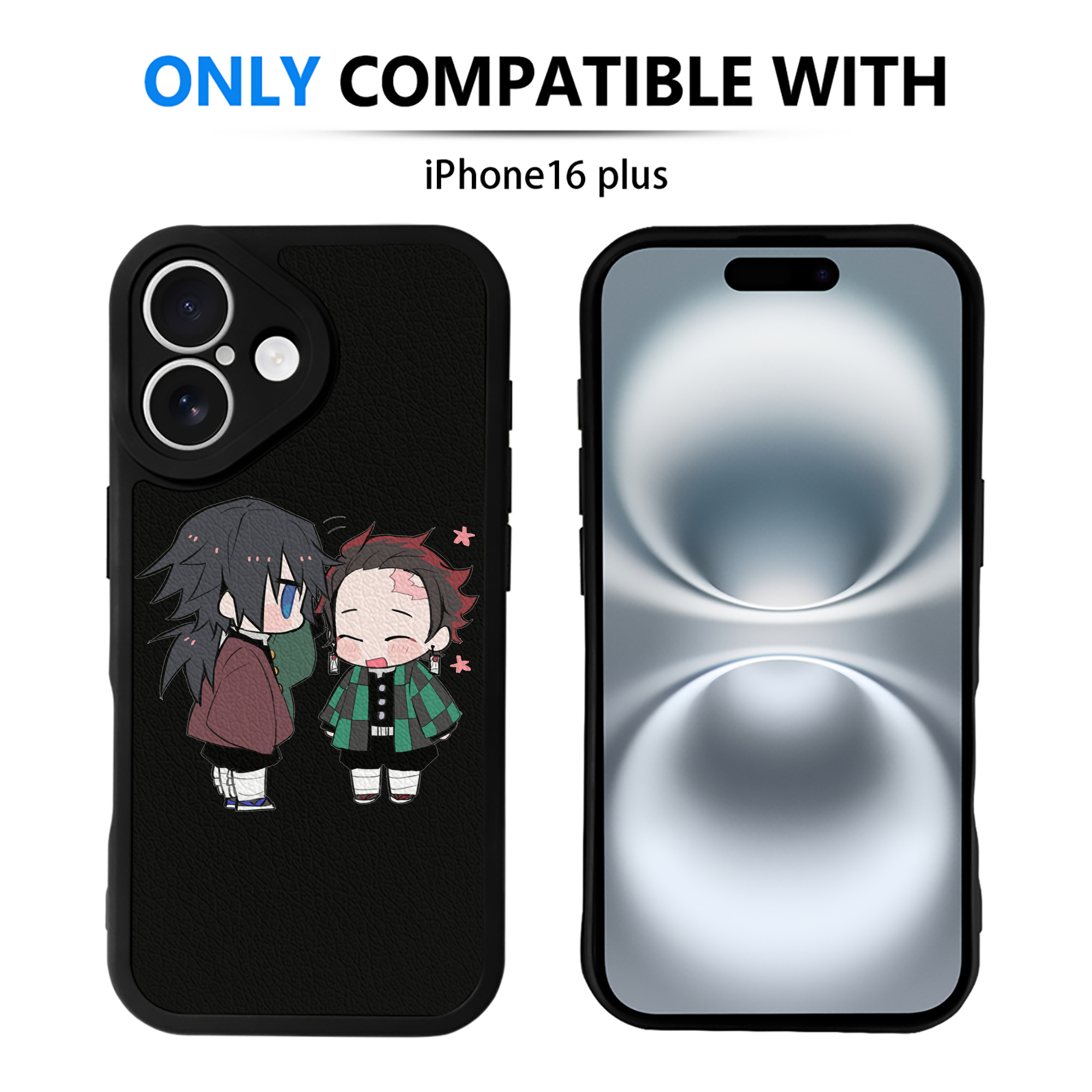 （画像用） 鬼滅の刃（きめつのやいば）水柱-冨岡 義勇／とみおか ぎゆう Tomioka Giyuu 【iPhone 16シリーズ対応】シリコンスマホケース（レザー調） 材質：シリコン